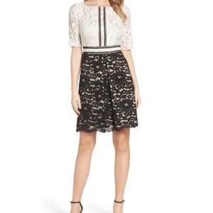 Vince Camuto Lace Overlay Color Block Women’s Dress